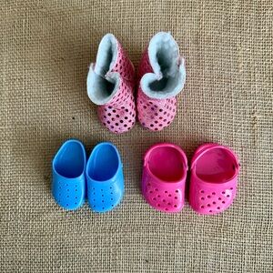 18” Doll Shoes Pink and Blue Crocs & Pink Sparkle Ugg (No Brand Name)